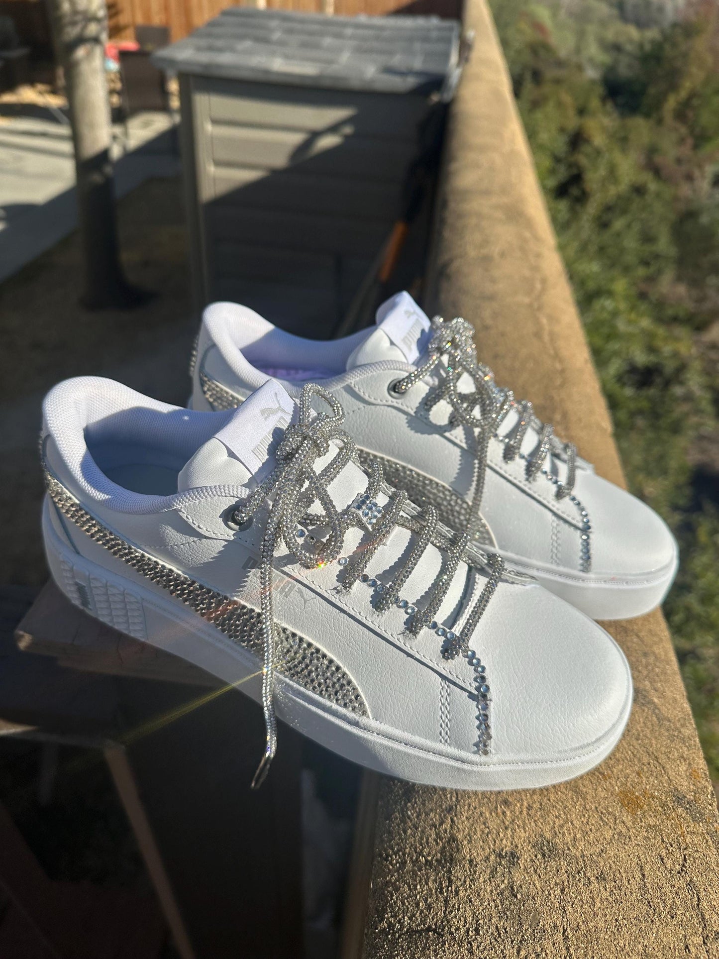 Rhinestone Bling Puma Sneakers, Wedding Birthday Shoes ,Ready to Ship Gift for Her
