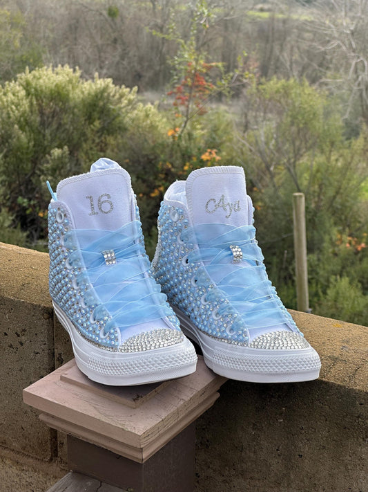 Custom Bling Converse: Pearl & Rhinestone Bridal ShoesGift