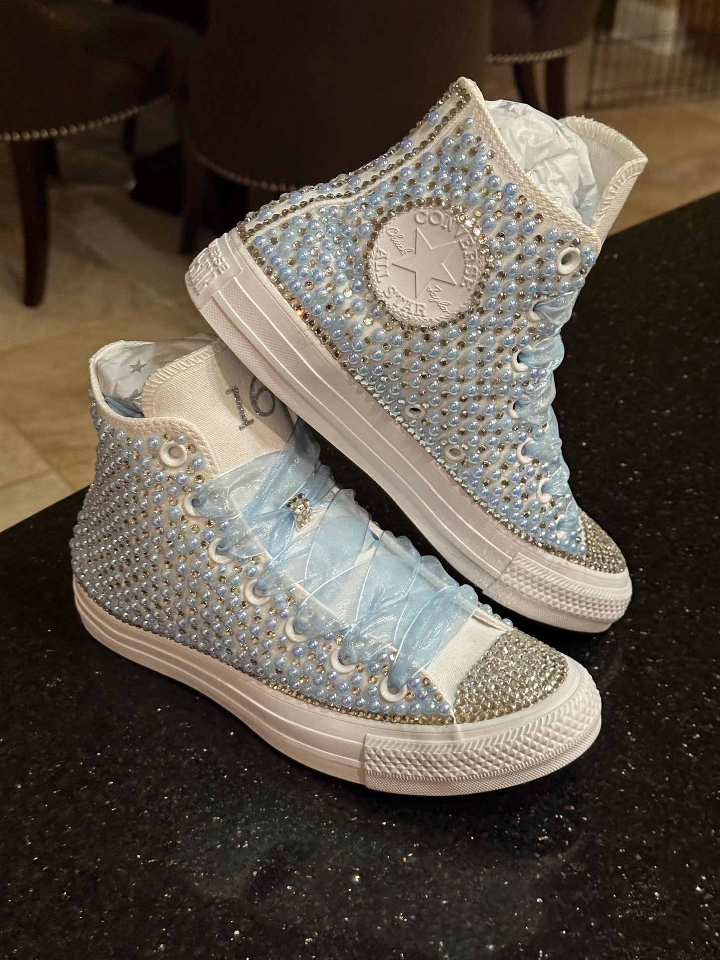 Custom Bling Converse: Pearl & Rhinestone Bridal ShoesGift