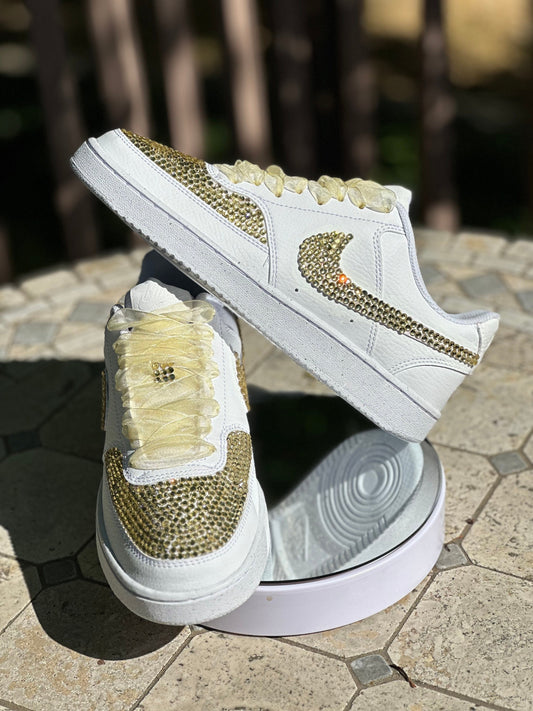 Custom Bling Nike Court Shoes, Wedding Rhinestone Shoes, Hand Placed Stones, GiftGift