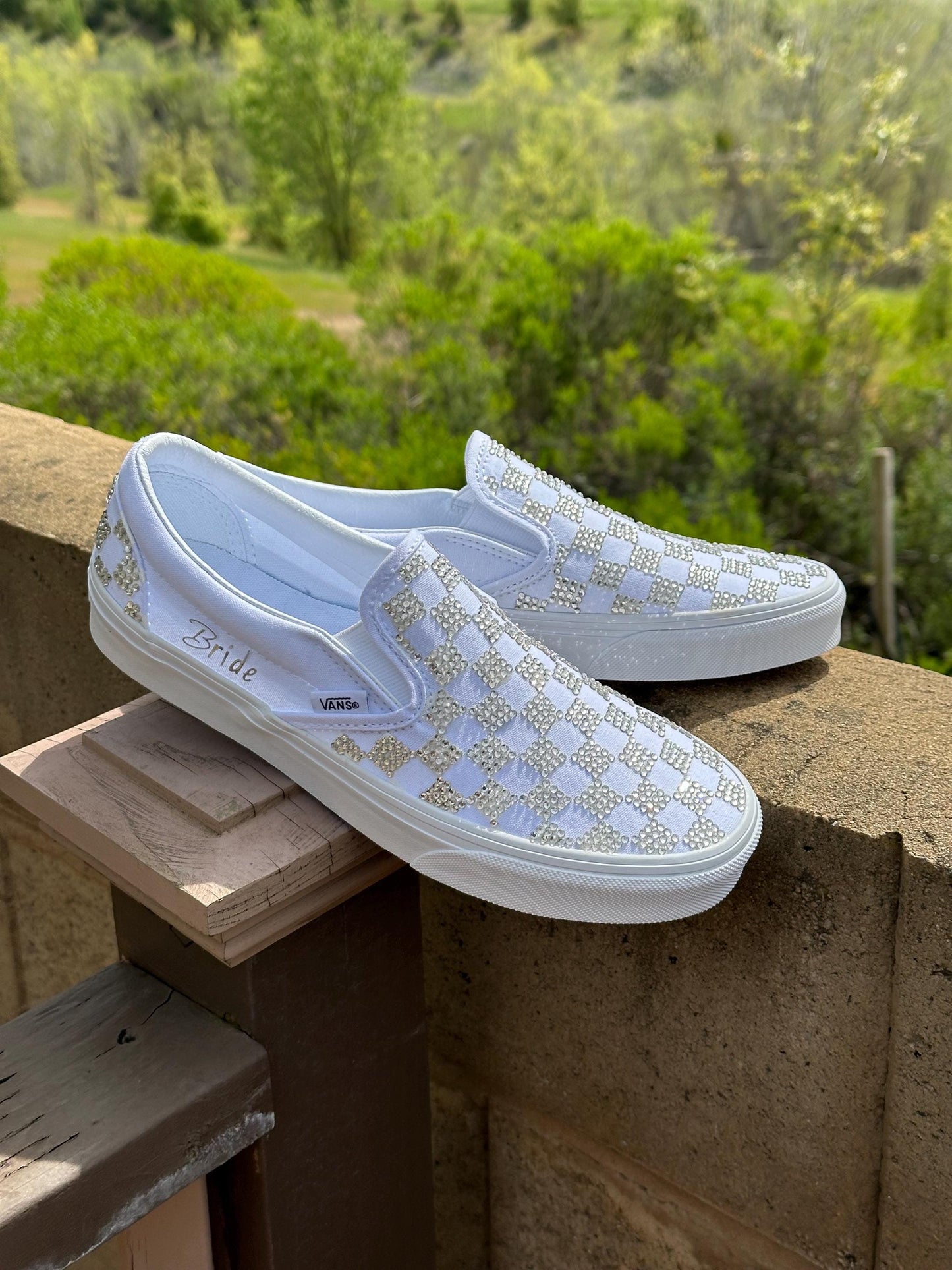 Personalized Wedding Vans, Bridal Rhinestone Bling Shoes