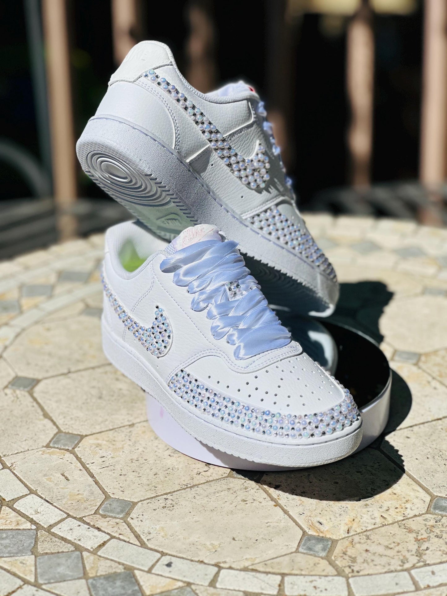Nike Pearl Rhinestone Shoe, Bride Rhinestone Shoe, Prom Bling Shoe, Sneaker Ball Shoe,  Gift For Her