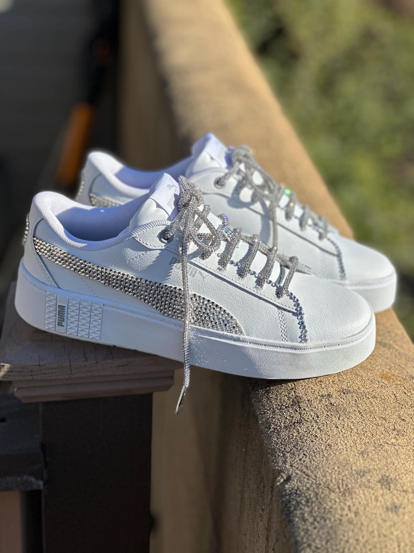 Rhinestone Bling Puma Sneakers,  Wedding Birthday Shoes ,Ready to Ship Gift for Her