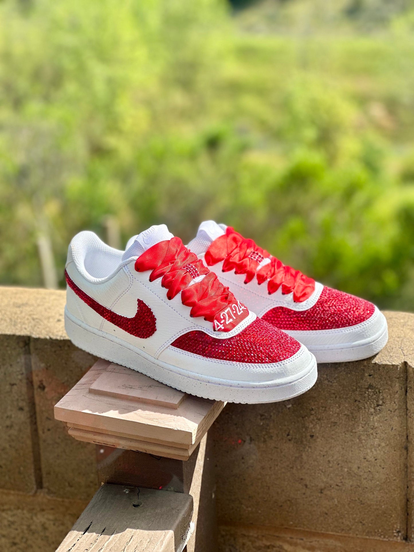 Custom Bling Nike Court Shoes, Wedding Rhinestone Shoes, Hand Placed Stones, GiftGift
