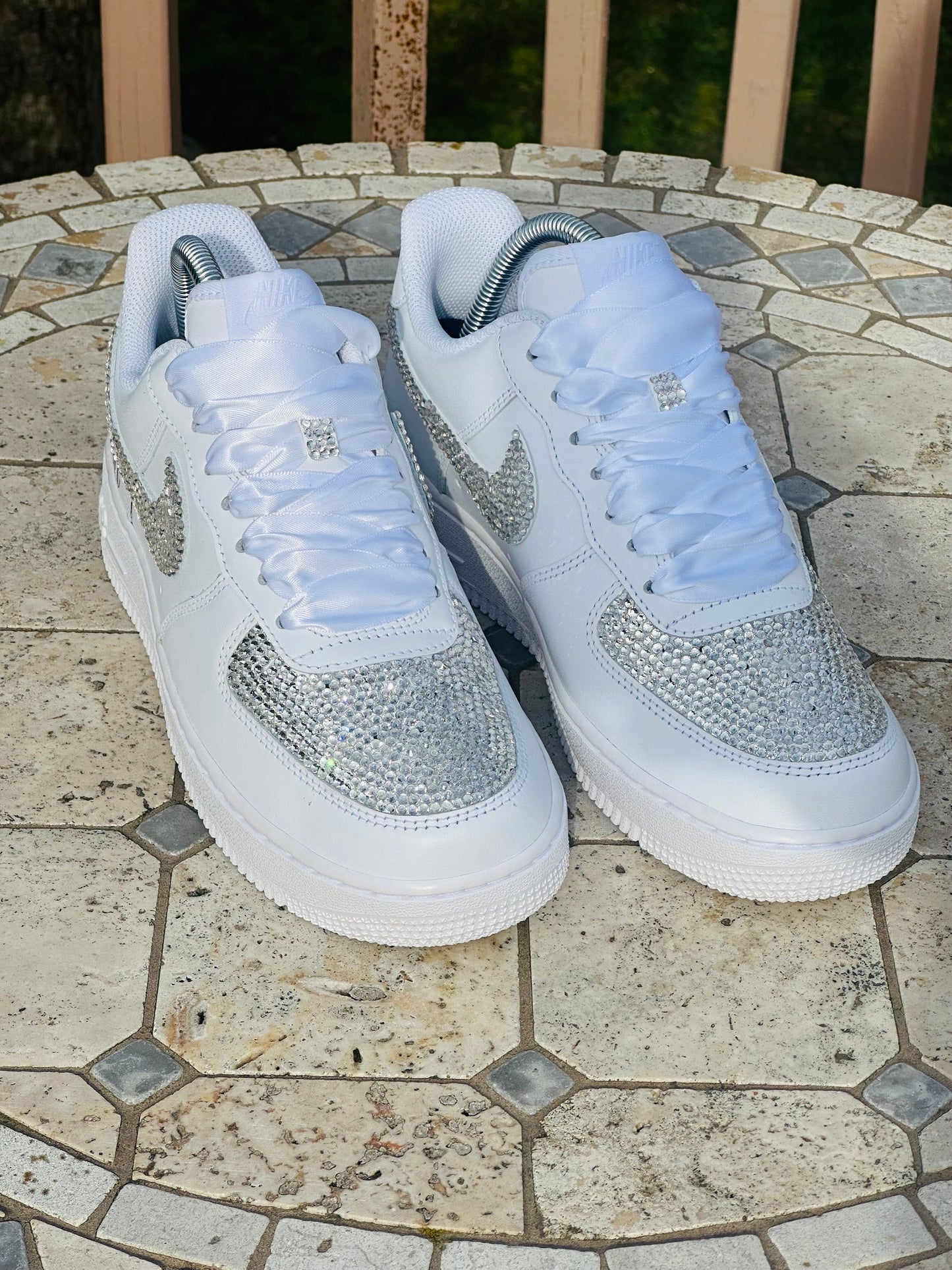 Bling AF1s Shoes, Wedding Rhinestone Shoes, Hand Placed Stones, Gift For HerGift