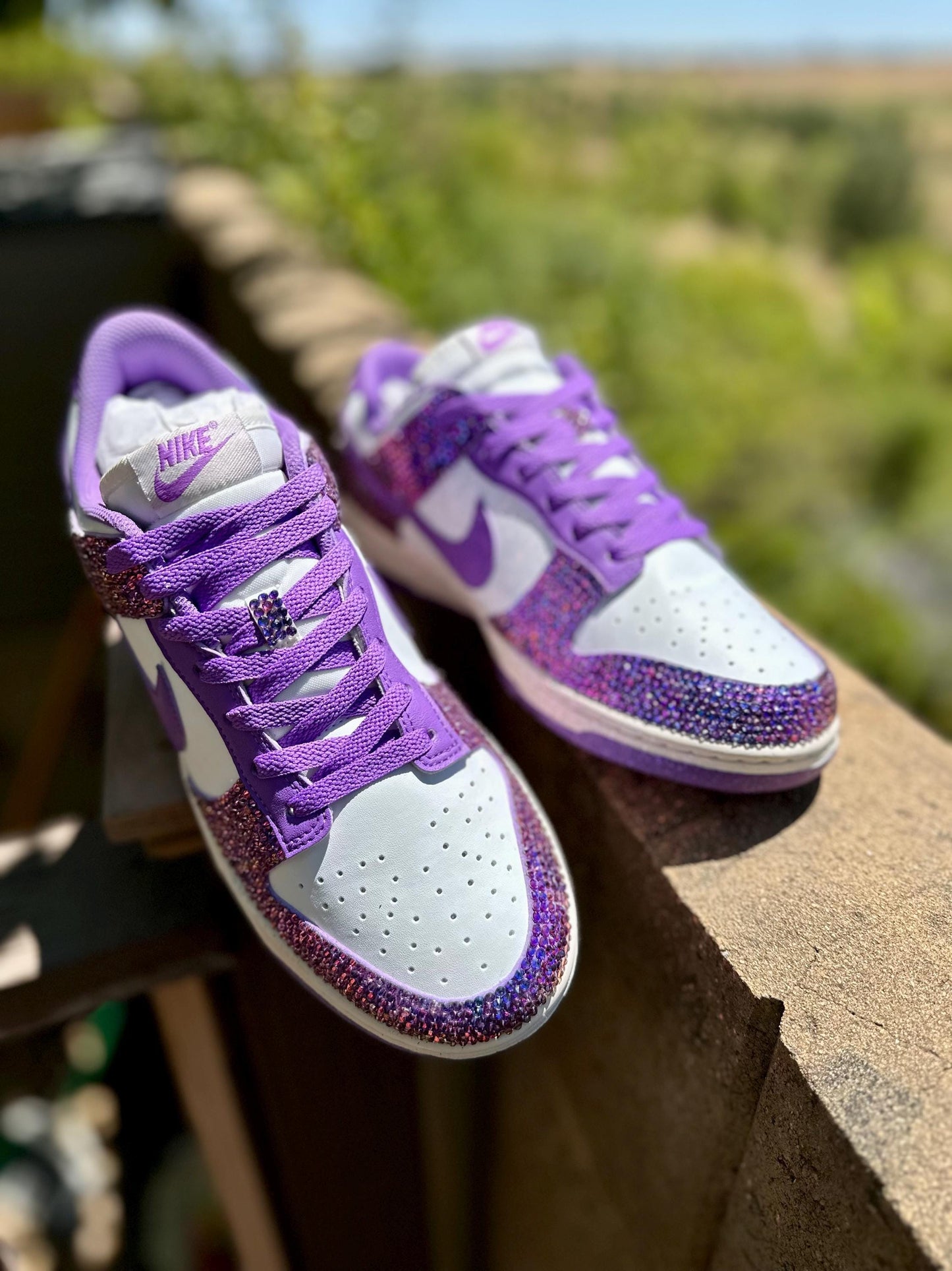 Bling Nike Dunk Shoes, Purple Sneaker Ball Shoes,  Rhinestone Sneakers, Personalized Birthday Dunk Shoes,Gift