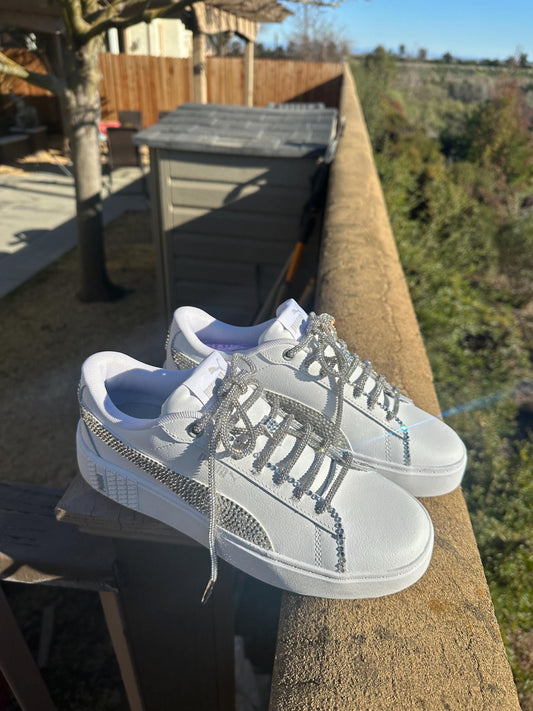 Rhinestone Bling Puma Sneakers,  Wedding Birthday Shoes ,Ready to Ship Gift for Her