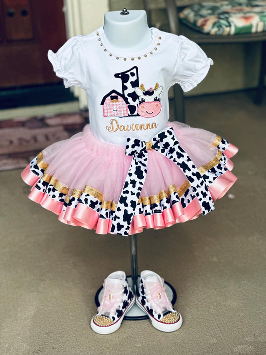 Hand-Painted Cow Print Converse: Rhinestone High-Top Sneakers