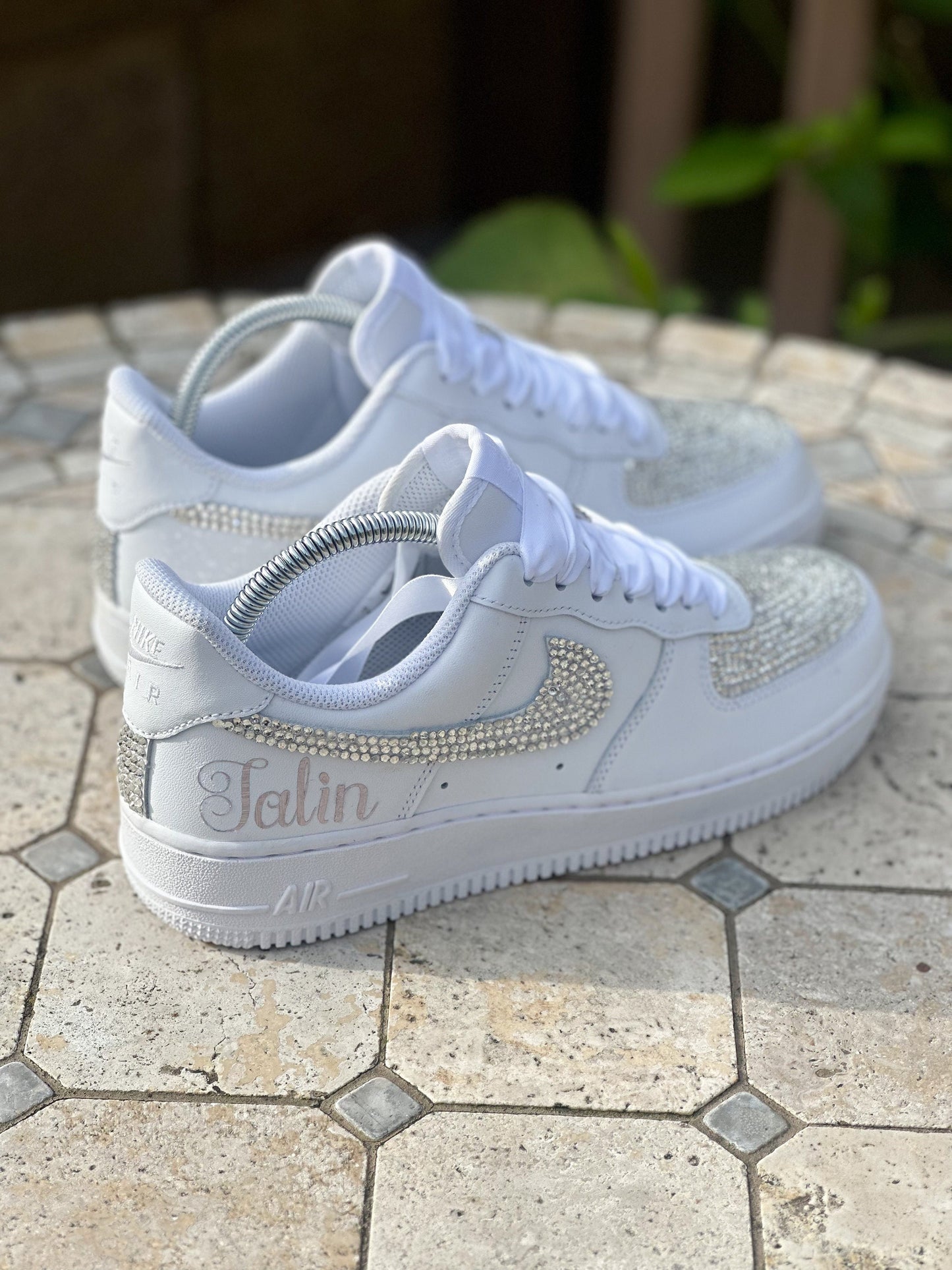 Bling AF1s Shoes, Wedding Rhinestone Shoes, Hand Placed Stones, Gift For HerGift