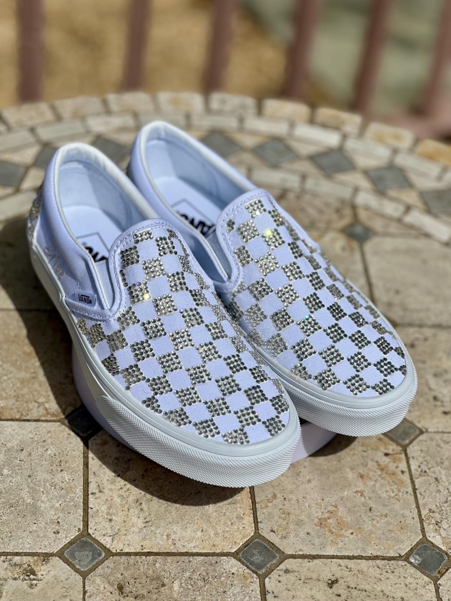 Personalized Wedding Vans, Bridal Rhinestone Bling Shoes
