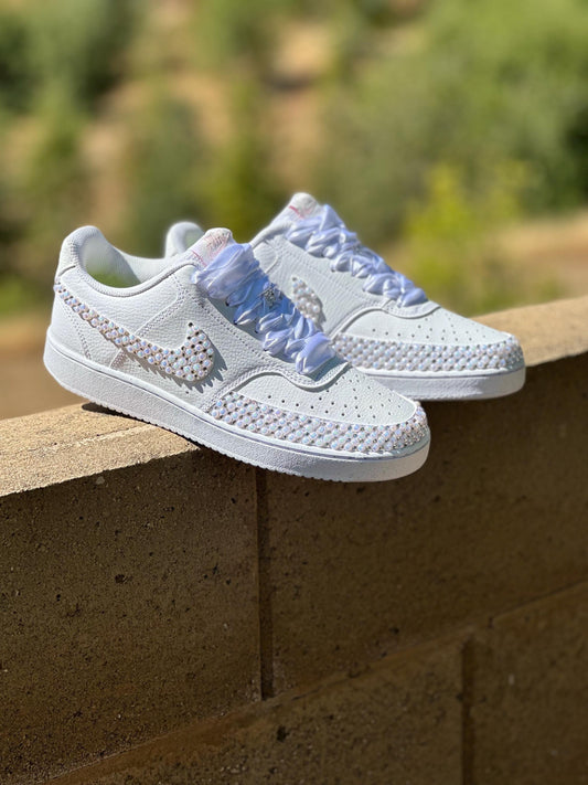 Nike Pearl Rhinestone Shoe, Bride Rhinestone Shoe, Prom Bling Shoe, Sneaker Ball Shoe,  Gift For Her