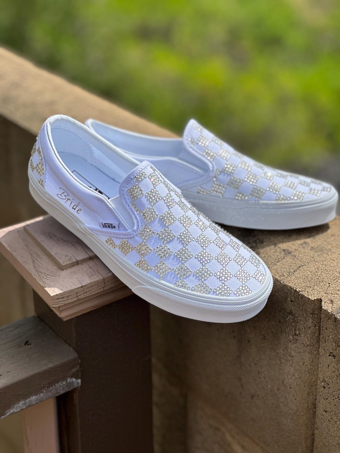 Personalized Wedding Vans, Bridal Rhinestone Bling Shoes
