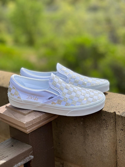 Personalized Wedding Vans, Bridal Rhinestone Bling Shoes