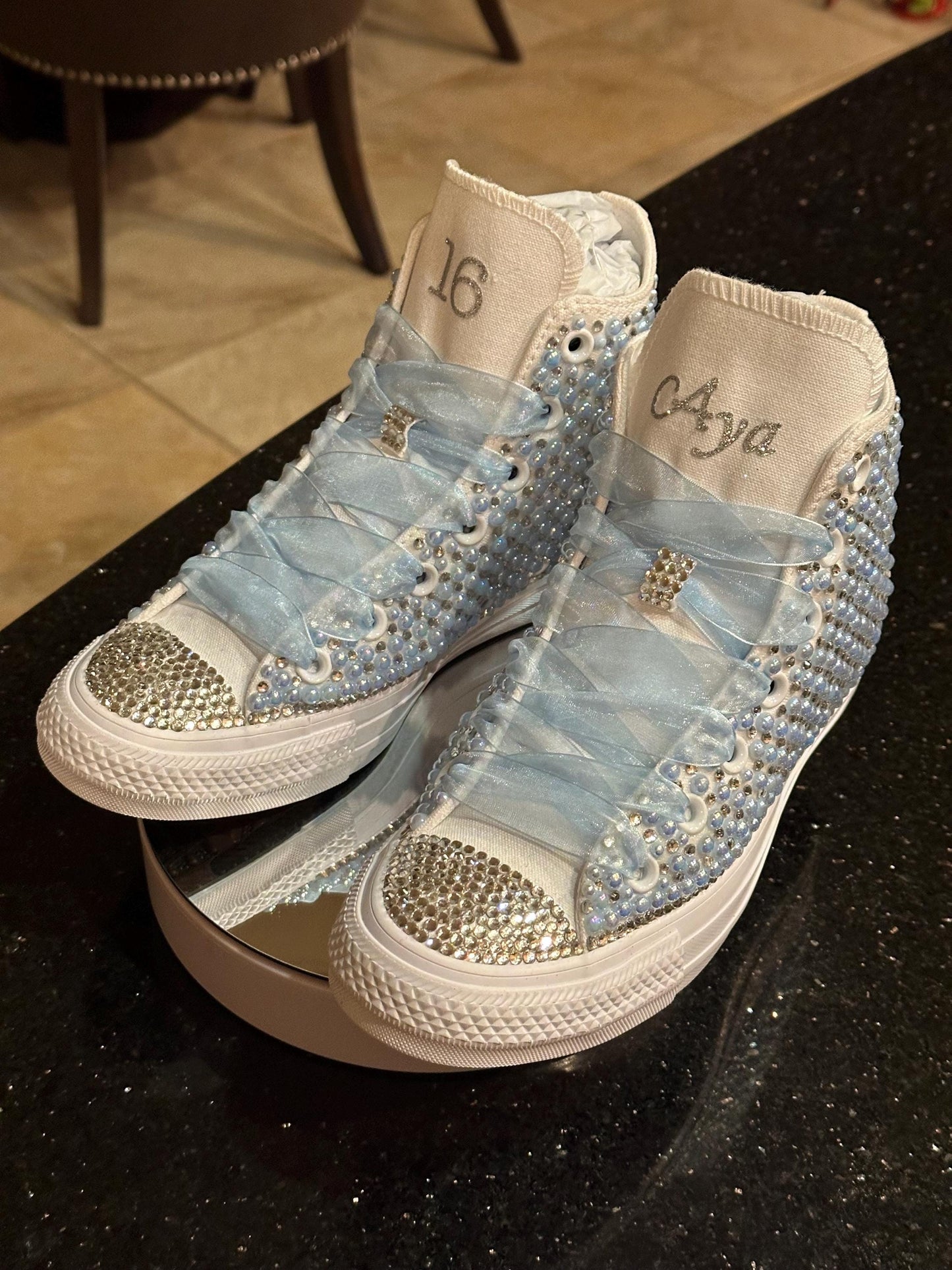 Custom Bling Converse: Pearl & Rhinestone Bridal ShoesGift