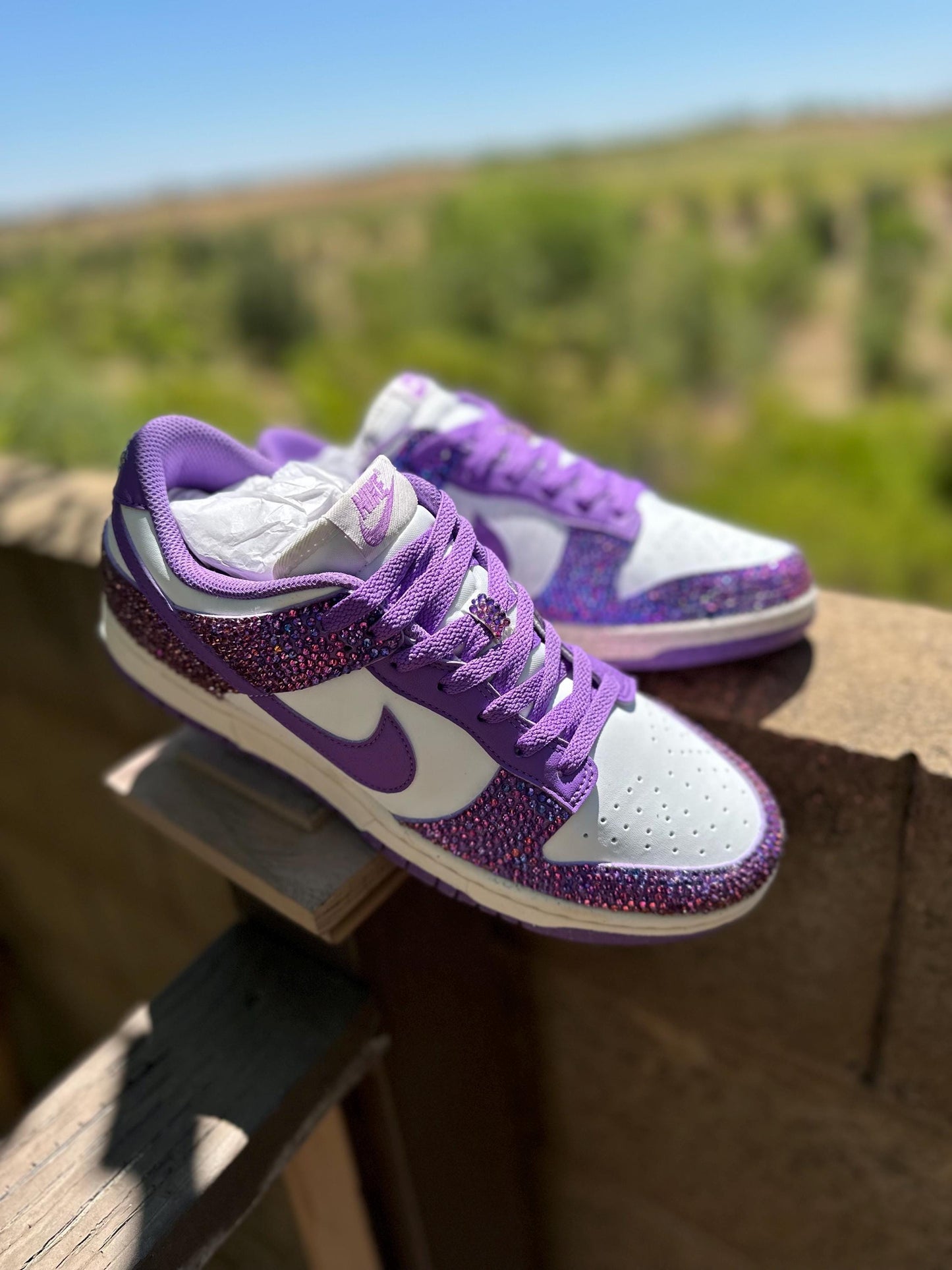 Bling Nike Dunk Shoes, Purple Sneaker Ball Shoes,  Rhinestone Sneakers, Personalized Birthday Dunk Shoes,Gift
