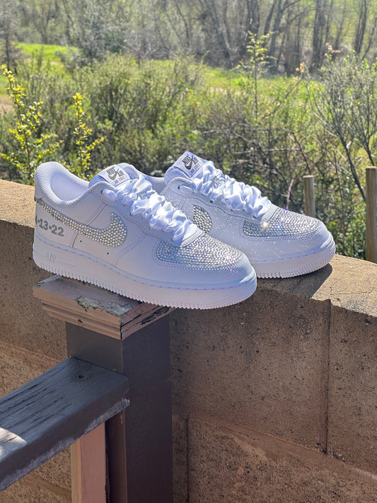 Bling AF1s Shoes, Wedding Rhinestone Shoes, Hand Placed Stones, Gift For HerGift