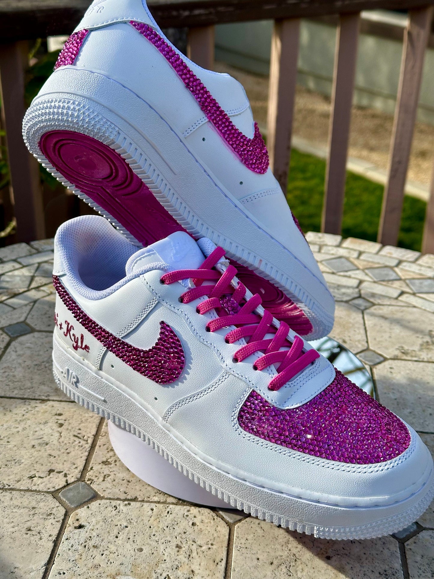 Custom Bling AF1s Shoes, Pink Wedding Rhinestone Shoes, Hand Placed Stones, GiftGift