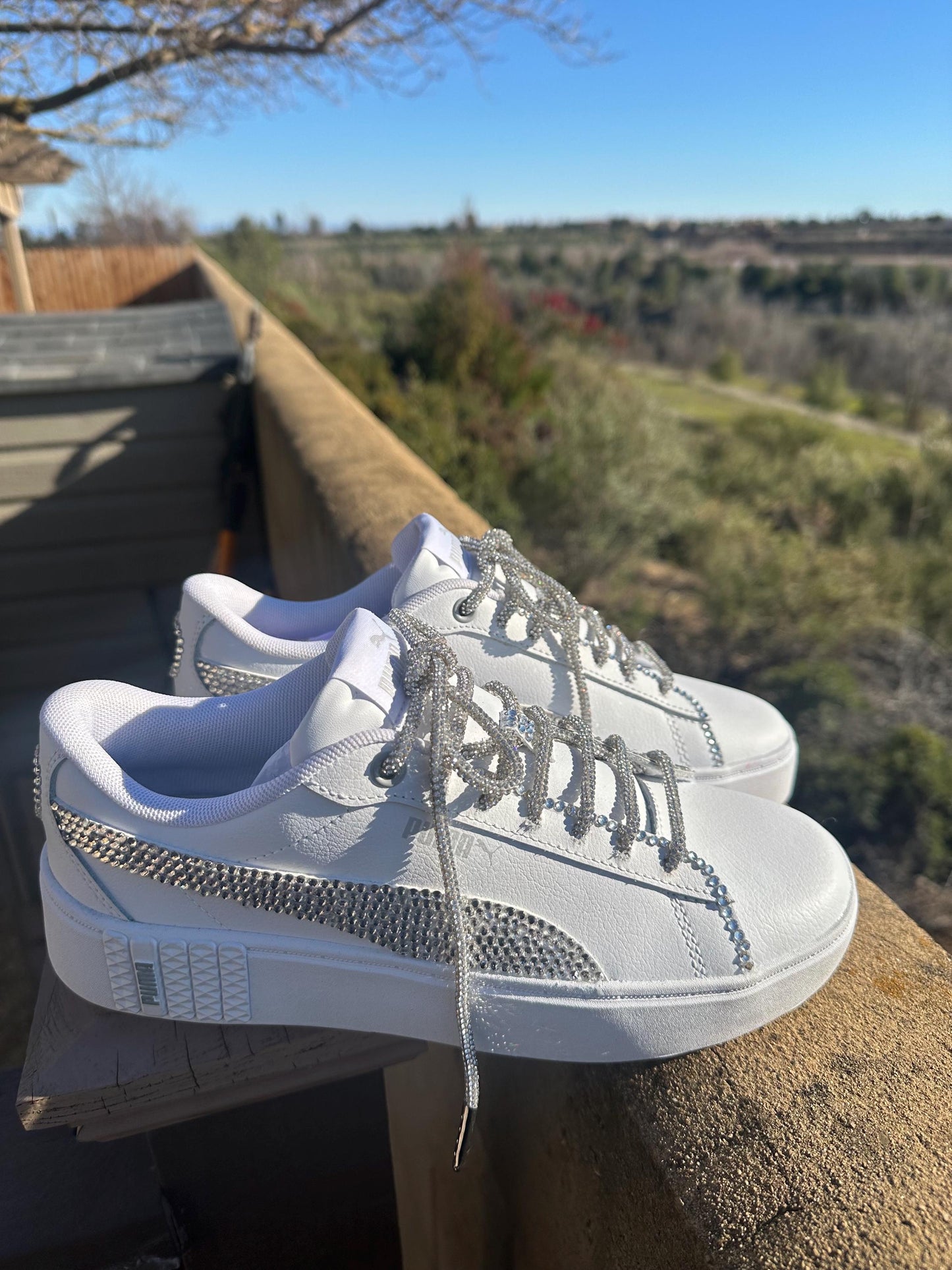 Rhinestone Bling Puma Sneakers,  Wedding Birthday Shoes ,Ready to Ship Gift for Her