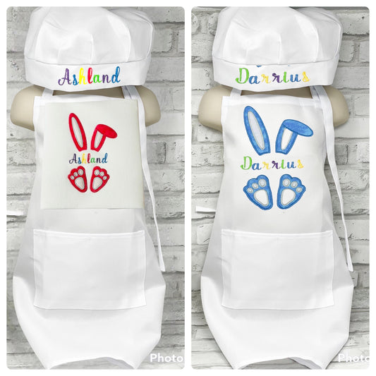 Personalized Kids Chef Apron & Hat Set: Embroidered Cotton Cooking Outfit
