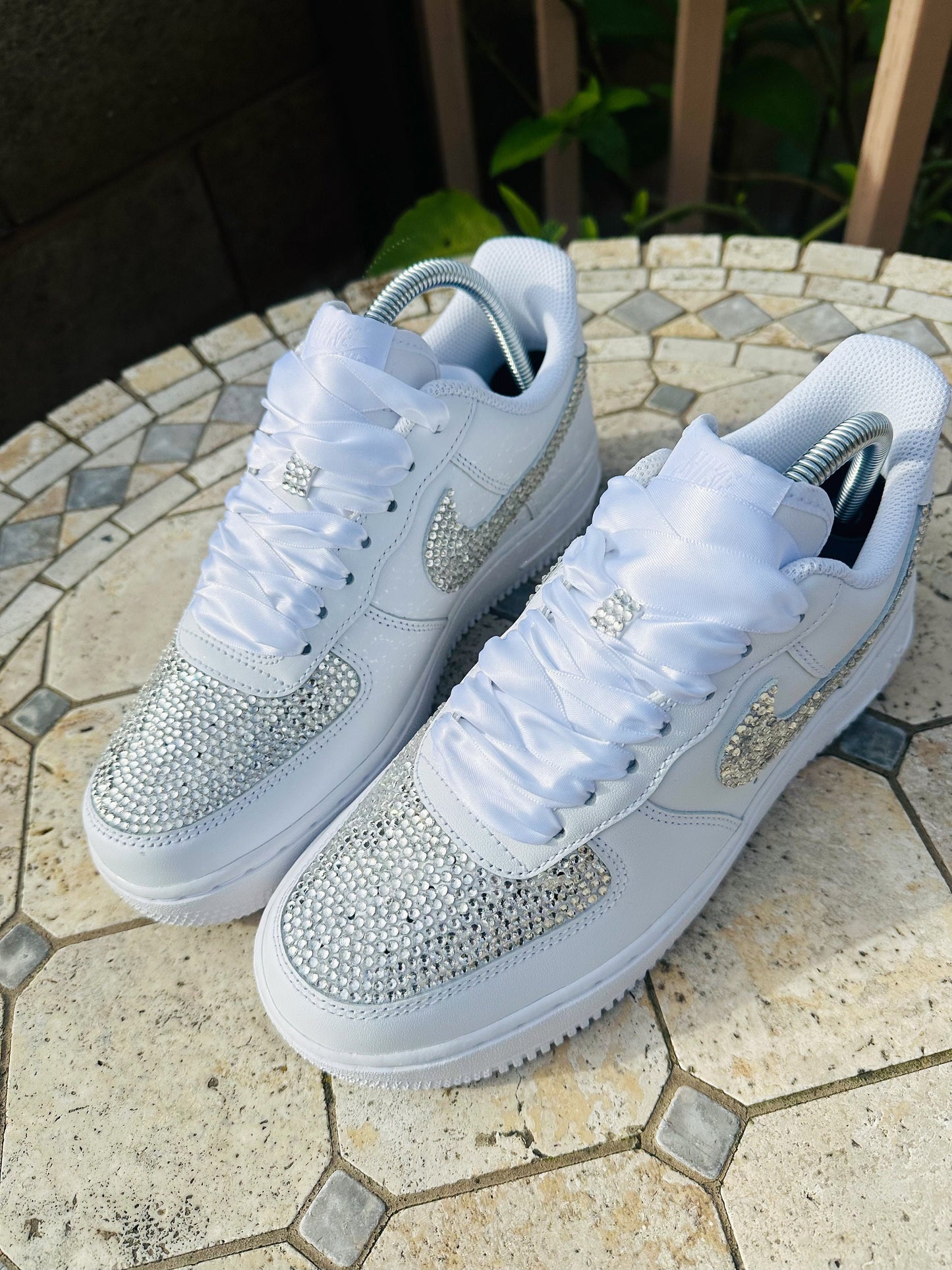 Bling AF1s Shoes, Wedding Rhinestone Shoes, Hand Placed Stones, Gift For HerGift
