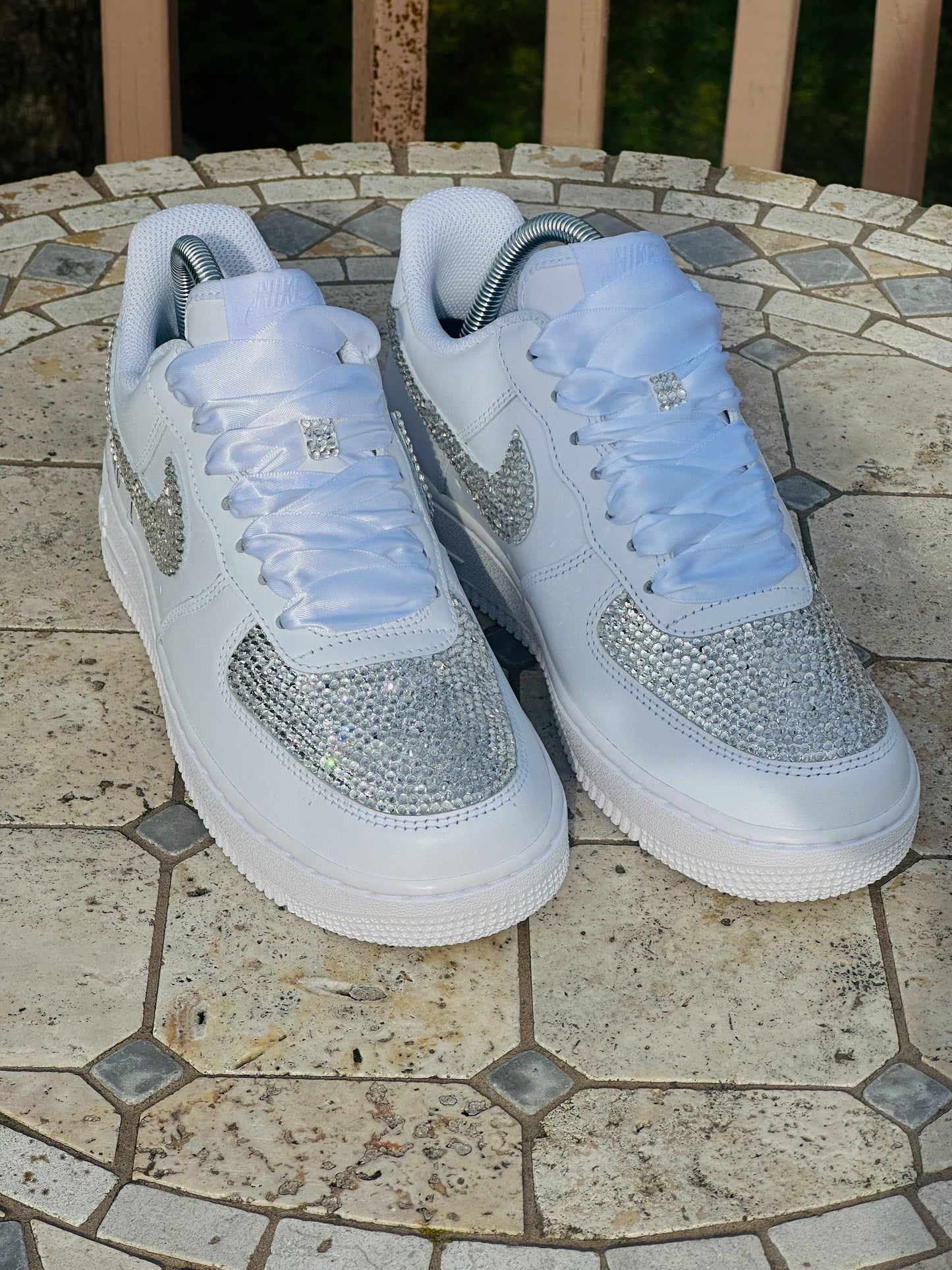 Bling AF1s Shoes, Wedding Rhinestone Shoes, Hand Placed Stones, Gift For HerGift