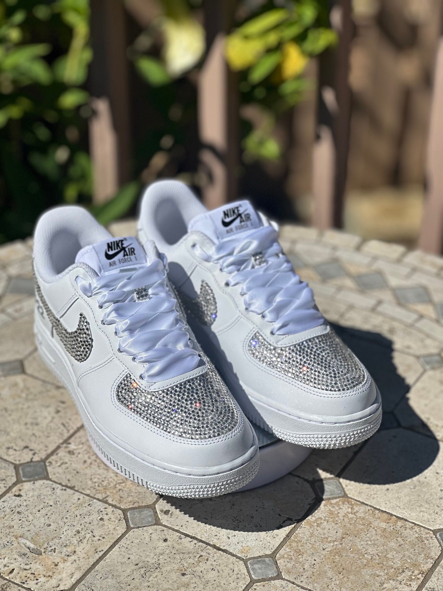 Bling AF1s Shoes, Wedding Rhinestone Shoes, Hand Placed Stones, Gift For HerGift