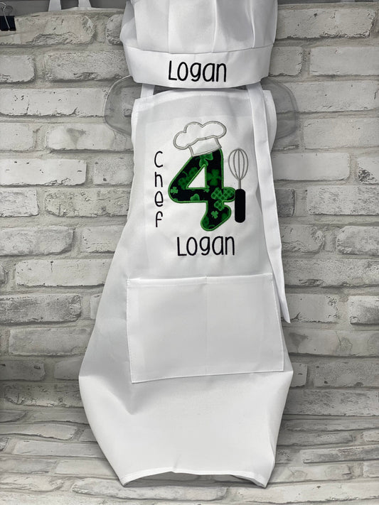 Personalized Kids Chef Apron and Hat Set: Embroidered Cotton Baking Gift