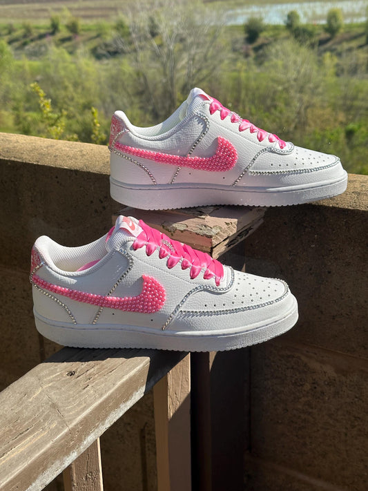 Wedding Nike Pearl Rhinestone Shoes, Bride Bling Shoes, Prom Bling Shoes, Sneaker Ball Shoe,  Gift For He