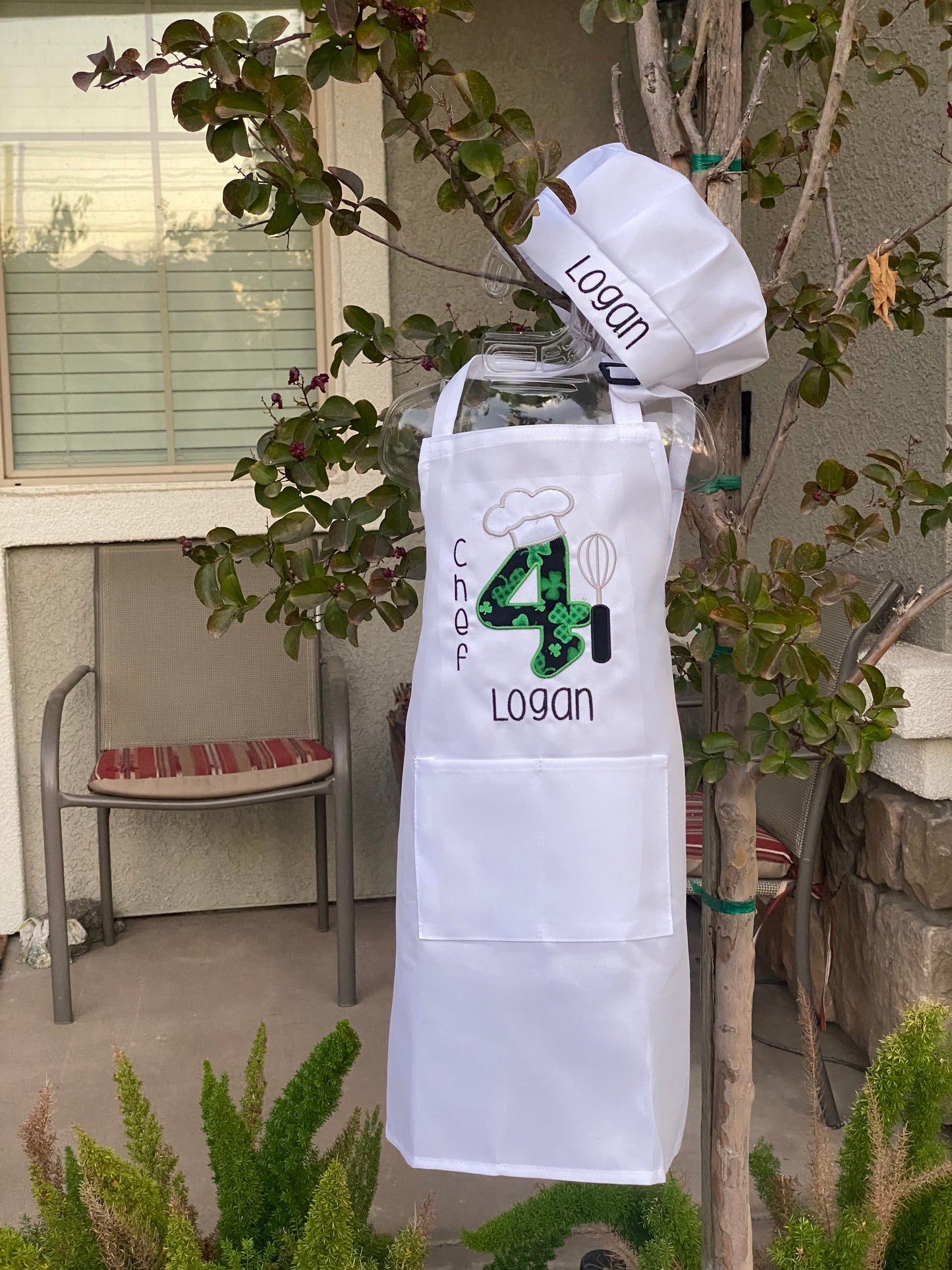 Personalized Kids Chef Apron and Hat Set: Embroidered Cotton Baking Gift