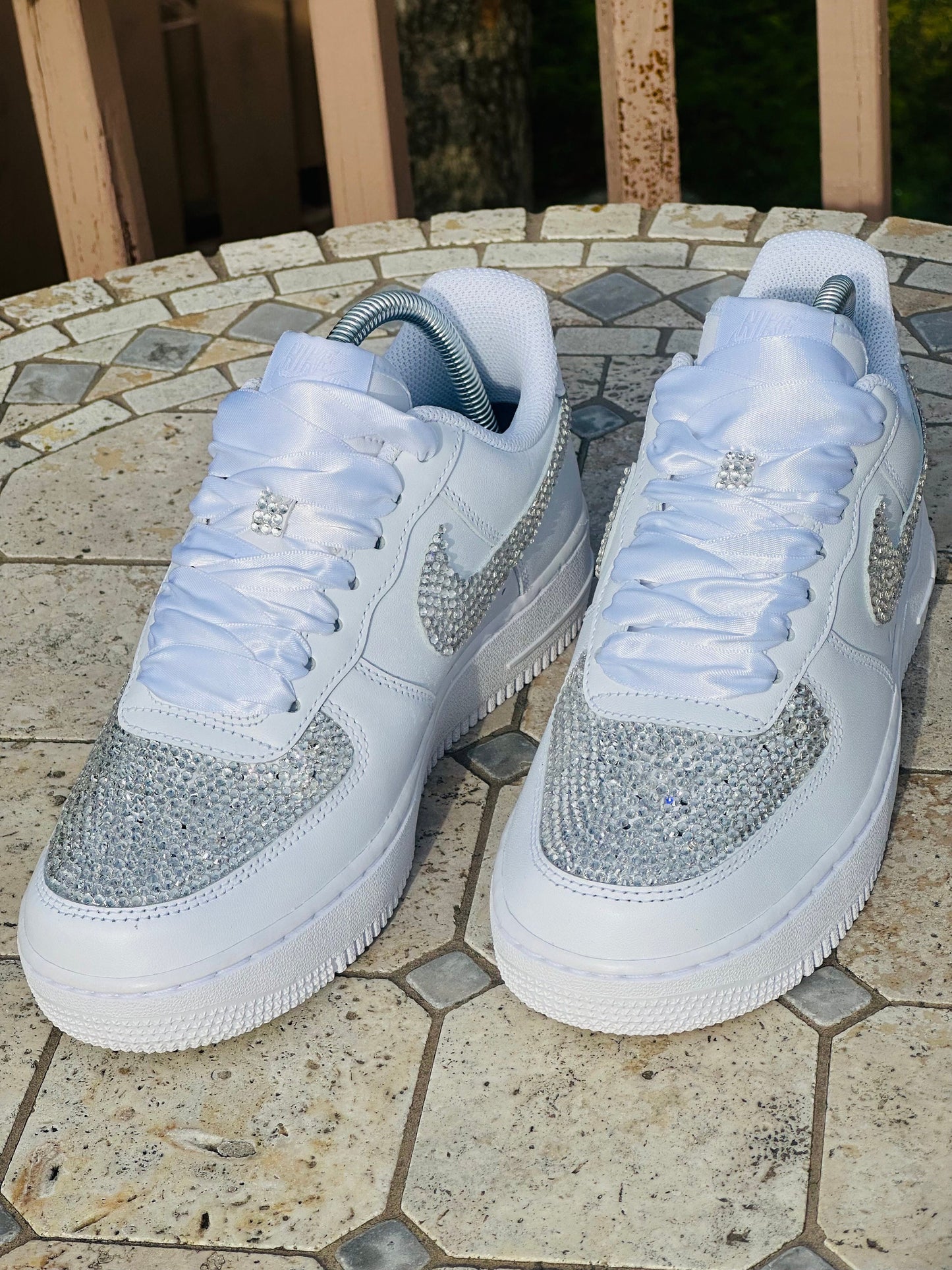 Bling AF1s Shoes, Wedding Rhinestone Shoes, Hand Placed Stones, Gift For HerGift
