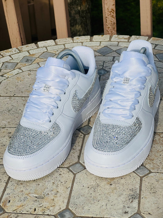Bling AF1s Shoes, Wedding Rhinestone Shoes, Hand Placed Stones, Gift For HerGift